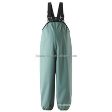 customized fashion good quality children PU waterproof rain bib pants